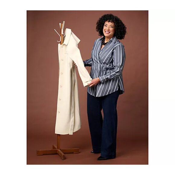 Studio Park White x Leah Williams Woven Collared Wrap Shirt Size XX-Small - Picture 5 of 7